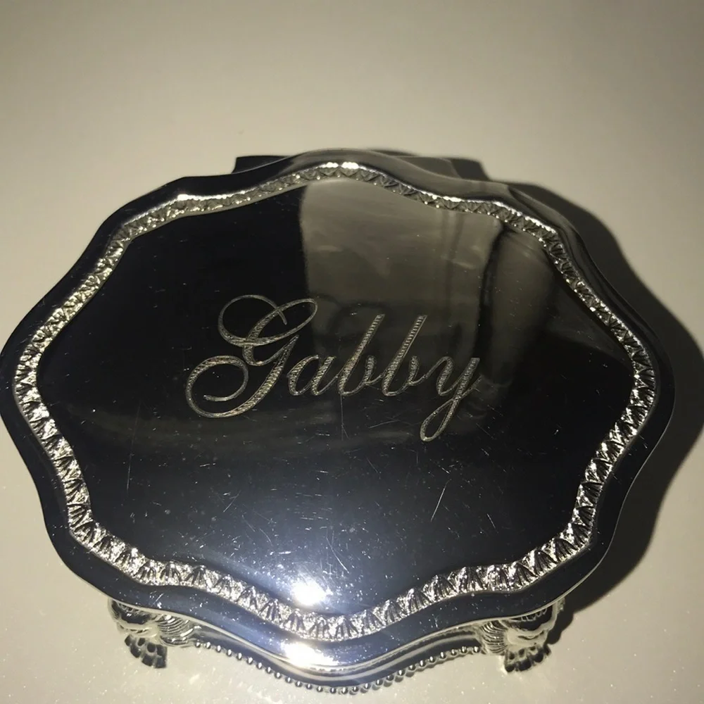 Personalized name silver decorative Jewelry box Gabby